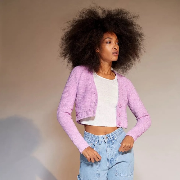 Urban Outfitters Dina Cardigan NWOT Size XS - Violet - Picture 3 of 8